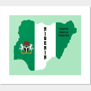 Nigeria flag & map Posters and Art